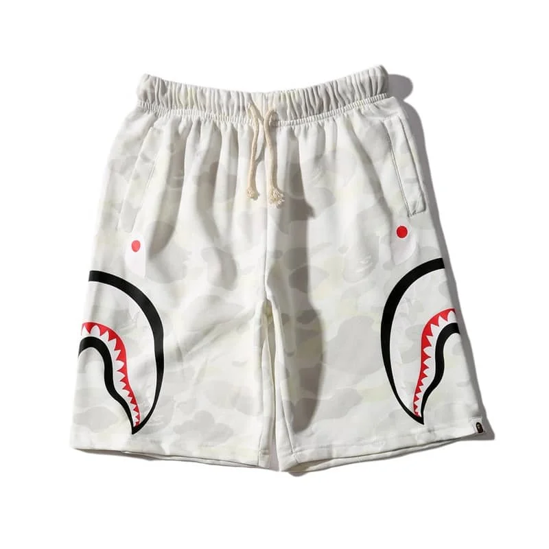 2024 APE Shark Mouth Camo Print Casual Shorts Loose Unisex Style 14