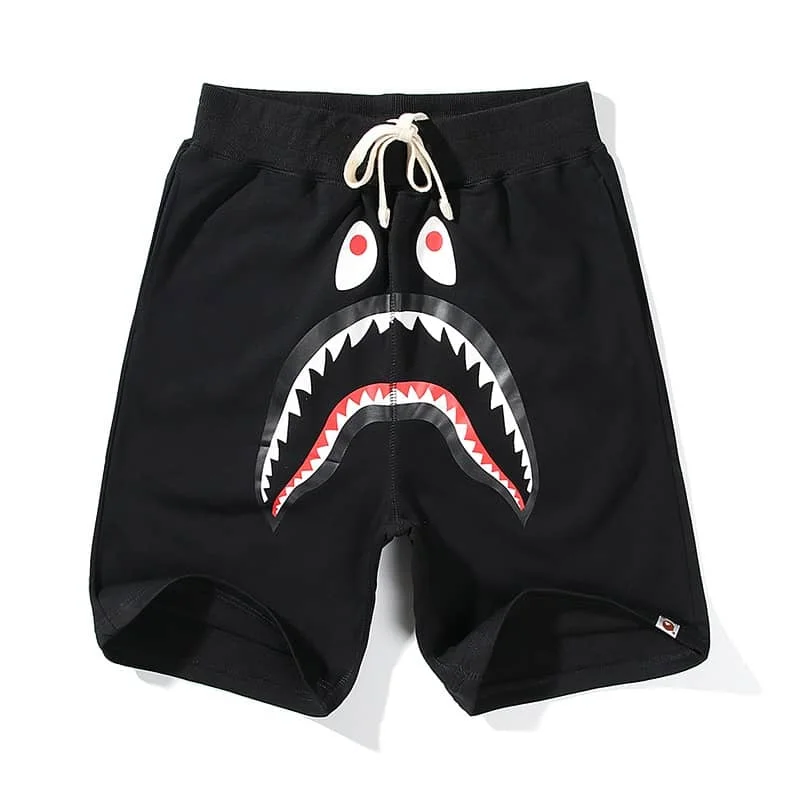 2024 APE Shark Mouth Camo Print Casual Shorts Loose Unisex Style 30