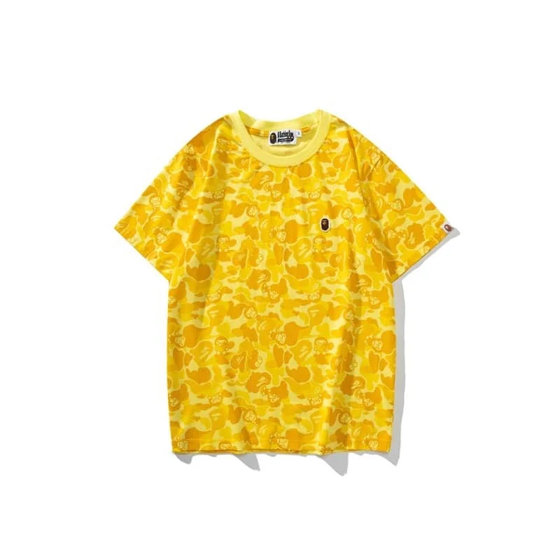 APE Camo Shark Print Spliced Fashion Street Loose Cotton T to Shirt Unisex Style 1