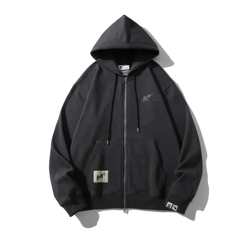 APE Debut FOG Embroidered Star Hoodie Unisex Fleece Autumn Winter Cardigan