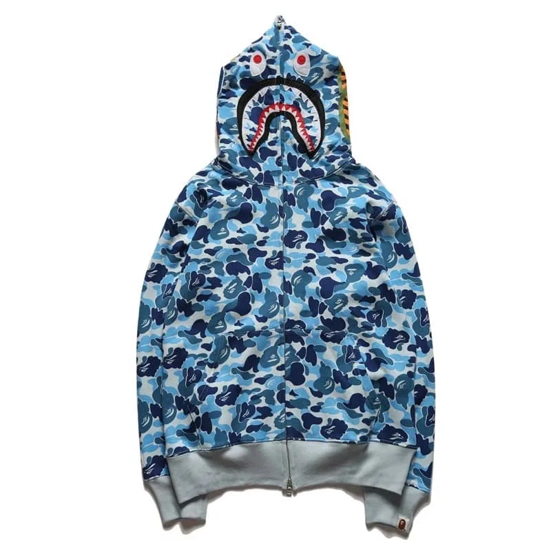 APE Shark Camo Couple Hoodie Unisex Cardigan Fashion Casual Autumn Spring Jacket