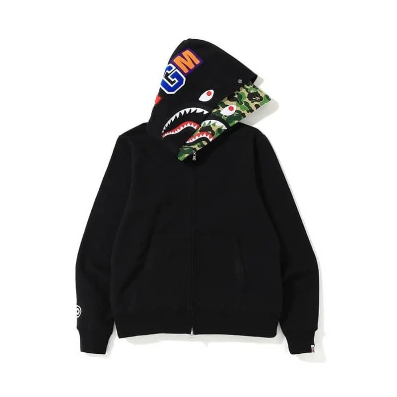 APE Shark Glow Spot Camo Double Hoodie Unisex Fleece Autumn Winter Jacket Style 33