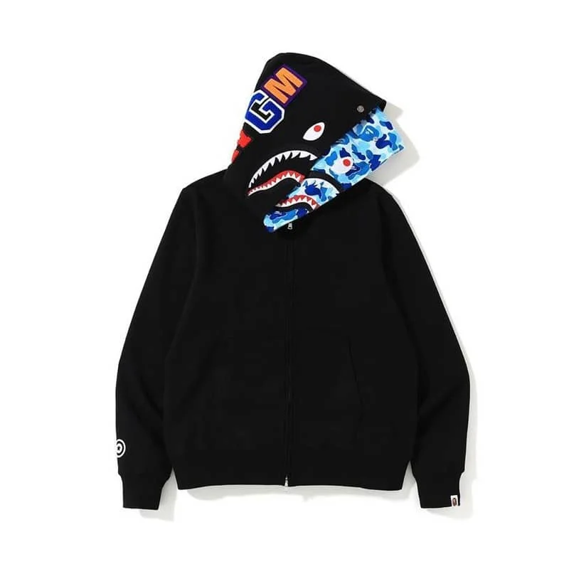APE Shark Glow Spot Camo Double Hoodie Unisex Fleece Autumn Winter Jacket Style 34
