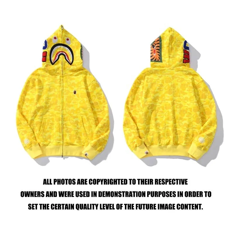 APE Shark Mouth Camo Hoodie Loose Cardigan Unisex Spring Autumn Jacket Style 11