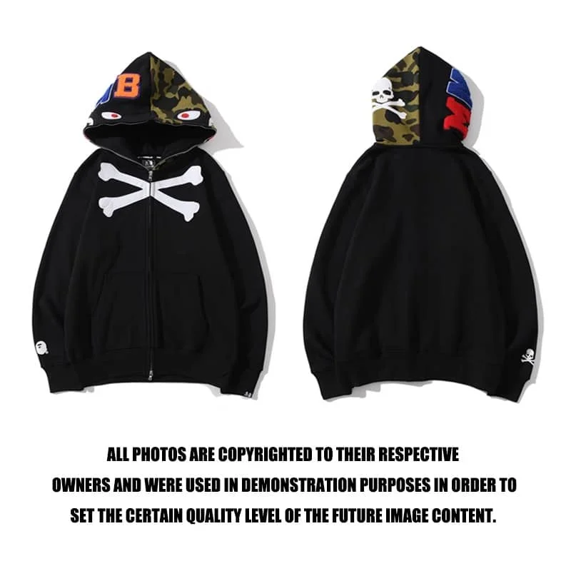 APE Shark Mouth Camo Hoodie Loose Cardigan Unisex Spring Autumn Jacket Style 29