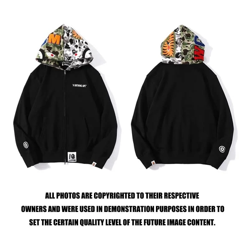 APE Shark Mouth Camo Hoodie Loose Cardigan Unisex Spring Autumn Jacket Style 32