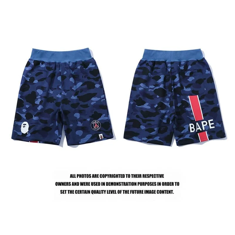 APE Shark Mouth Street Camo Hip to Hop Shorts Couple Loose Terry Unisex Style 3