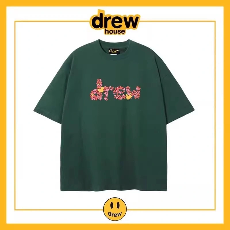 Drew Heart Print Short Sleeve T-Shirt Unisex Cotton Casual Top Style 7