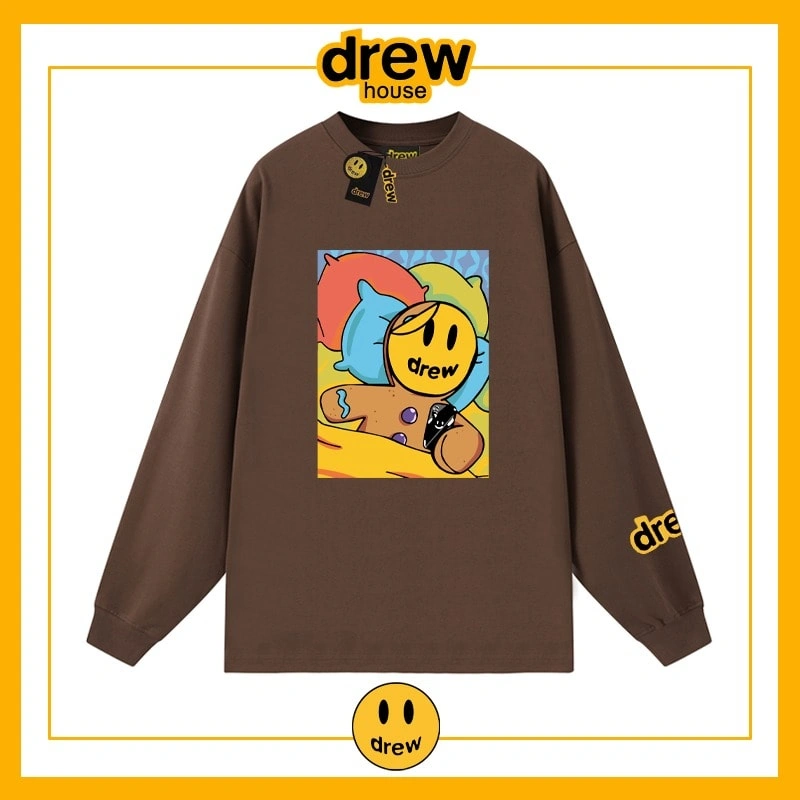 Drew Heavyweight Long Sleeve T-Shirt Unisex Cotton Base Layer Style 5