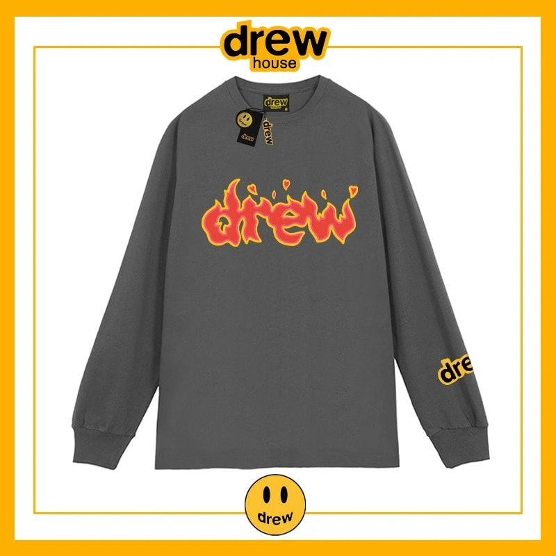 Drew Long Sleeve T-Shirt Cotton Loose Base Layer Unisex Student Style 7