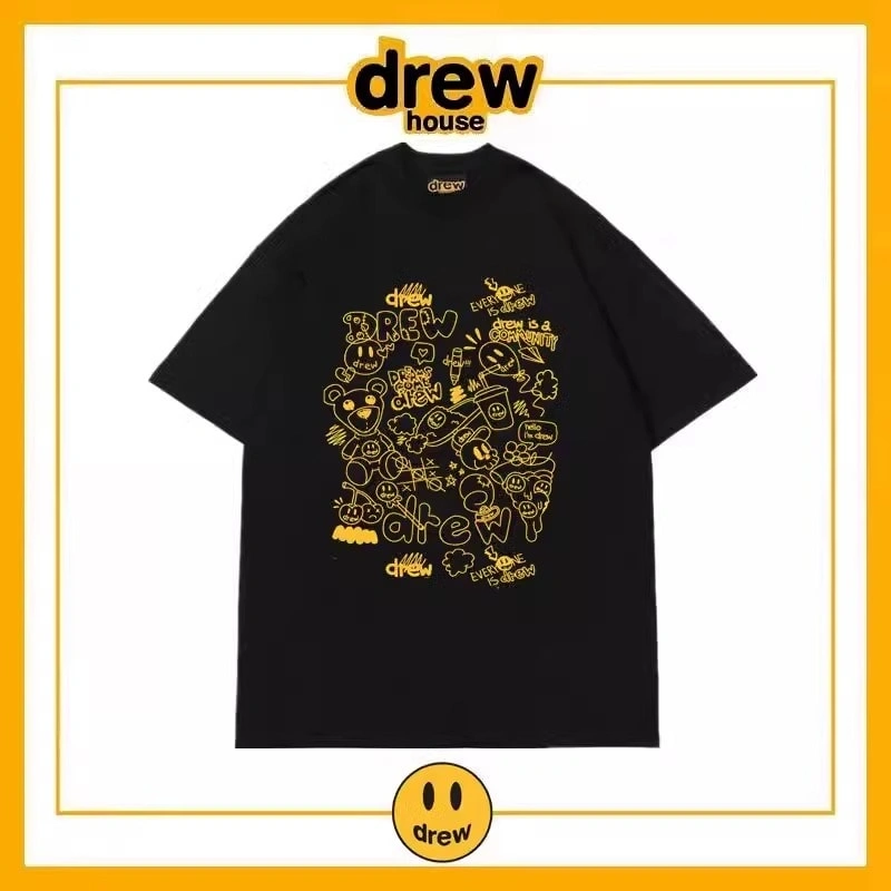Drew Summer Print Short Sleeve T-Shirt Unisex Cotton Loose Style 11