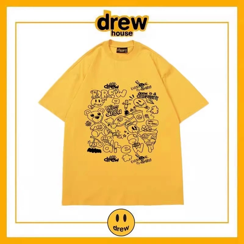 Drew Summer Print Short Sleeve T-Shirt Unisex Cotton Loose Style 16