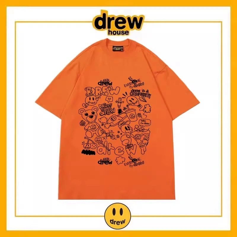 Drew Summer Print Short Sleeve T-Shirt Unisex Cotton Loose Style 19