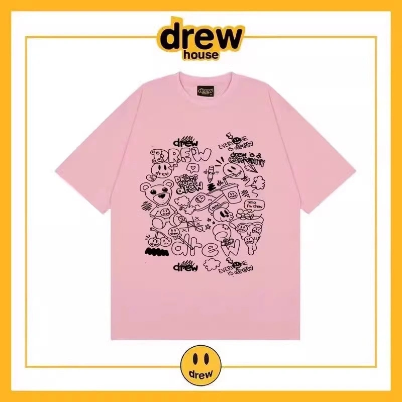 Drew Summer Print Short Sleeve T-Shirt Unisex Cotton Loose Style 3