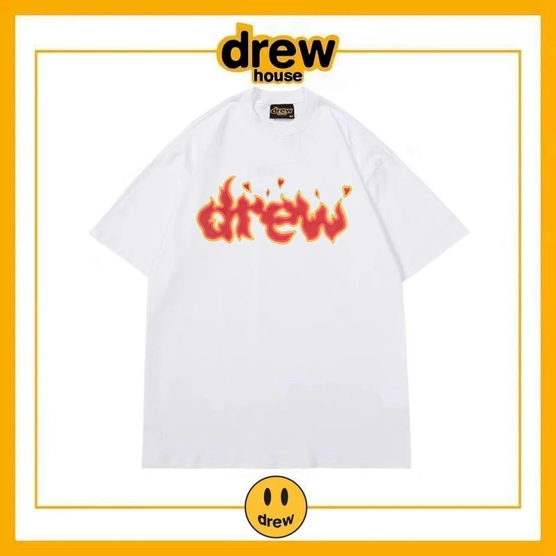 Drew Summer Washed Short Sleeve T-Shirt Unisex Cotton Loose Top Style 1