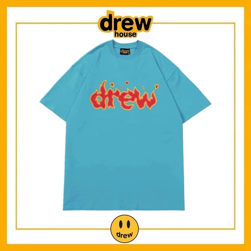 Drew Summer Washed Short Sleeve T-Shirt Unisex Cotton Loose Top Style 12