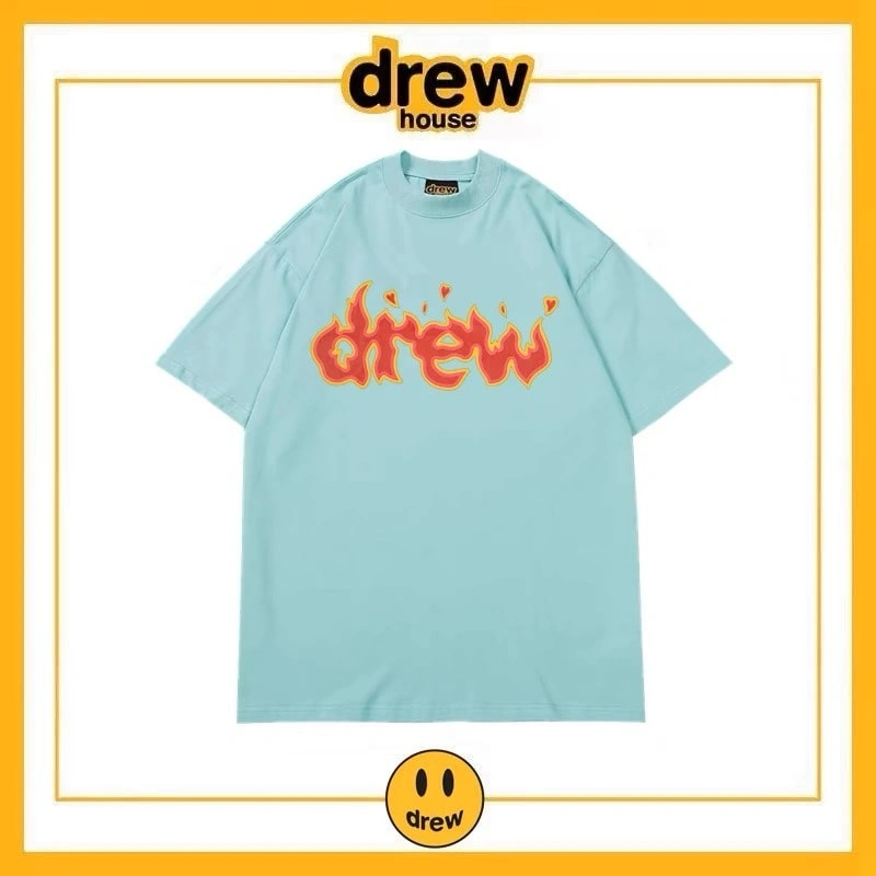 Drew Summer Washed Short Sleeve T-Shirt Unisex Cotton Loose Top Style 13