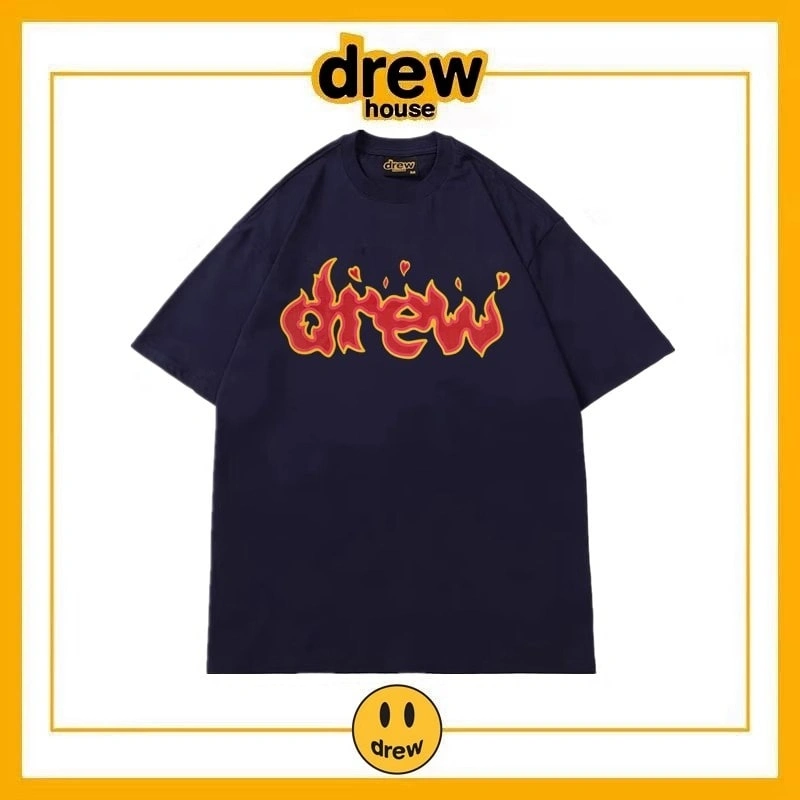 Drew Summer Washed Short Sleeve T-Shirt Unisex Cotton Loose Top Style 16