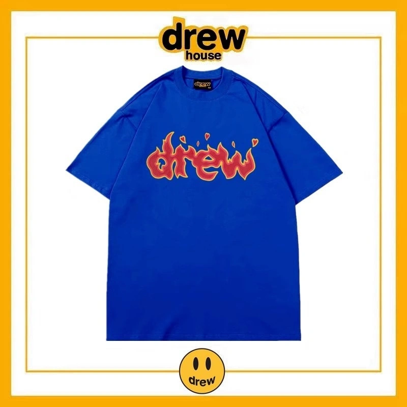Drew Summer Washed Short Sleeve T-Shirt Unisex Cotton Loose Top Style 17