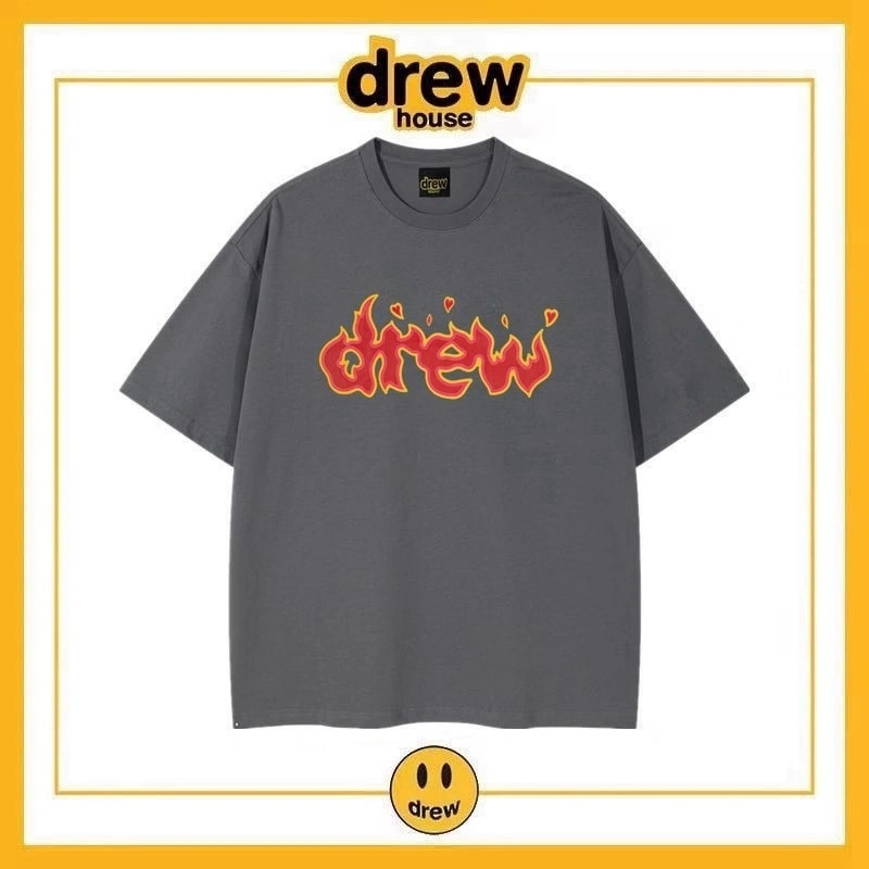 Drew Summer Washed Short Sleeve T-Shirt Unisex Cotton Loose Top Style 22