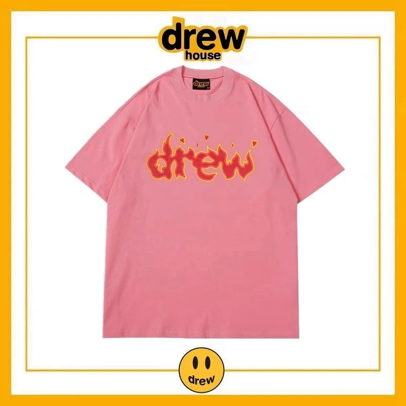 Drew Summer Washed Short Sleeve T-Shirt Unisex Cotton Loose Top Style 4