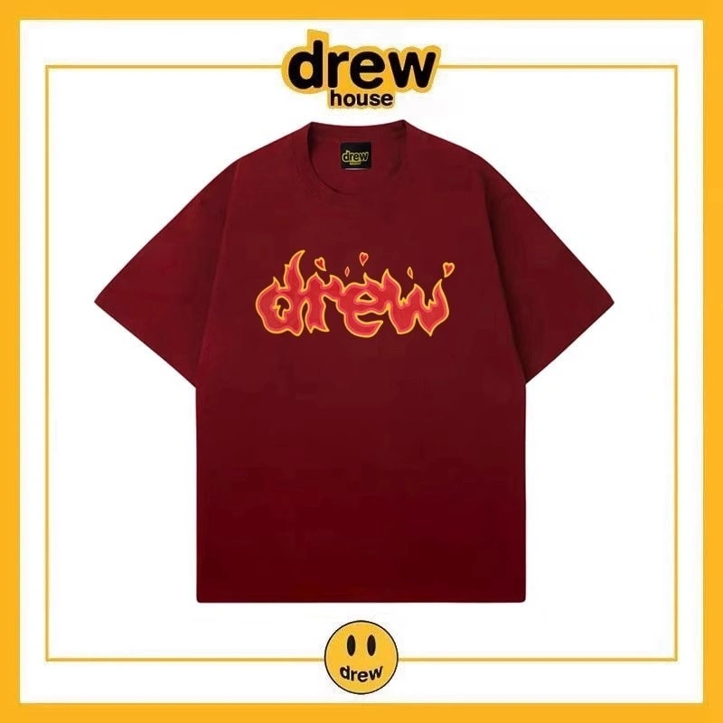 Drew Summer Washed Short Sleeve T-Shirt Unisex Cotton Loose Top Style 6