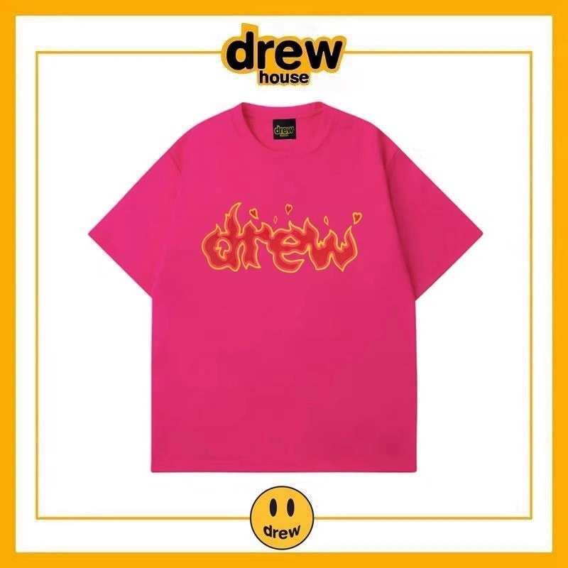 Drew Summer Washed Short Sleeve T-Shirt Unisex Cotton Loose Top Style 7