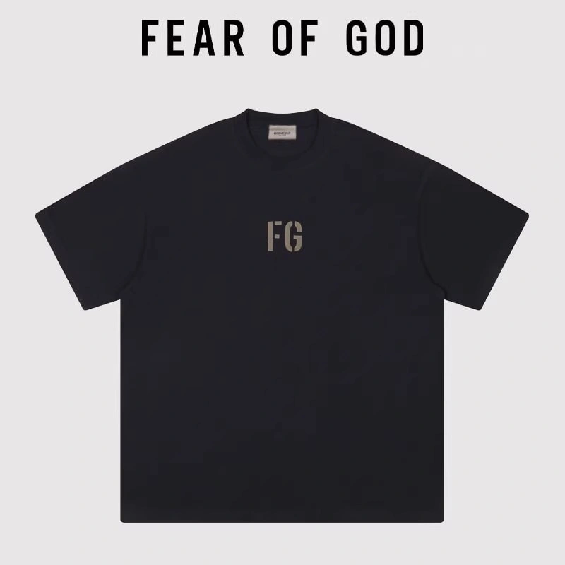 FG Flocked Letter T-Shirt Unisex Loose Essentials Cotton Short Sleeve Streetwear
