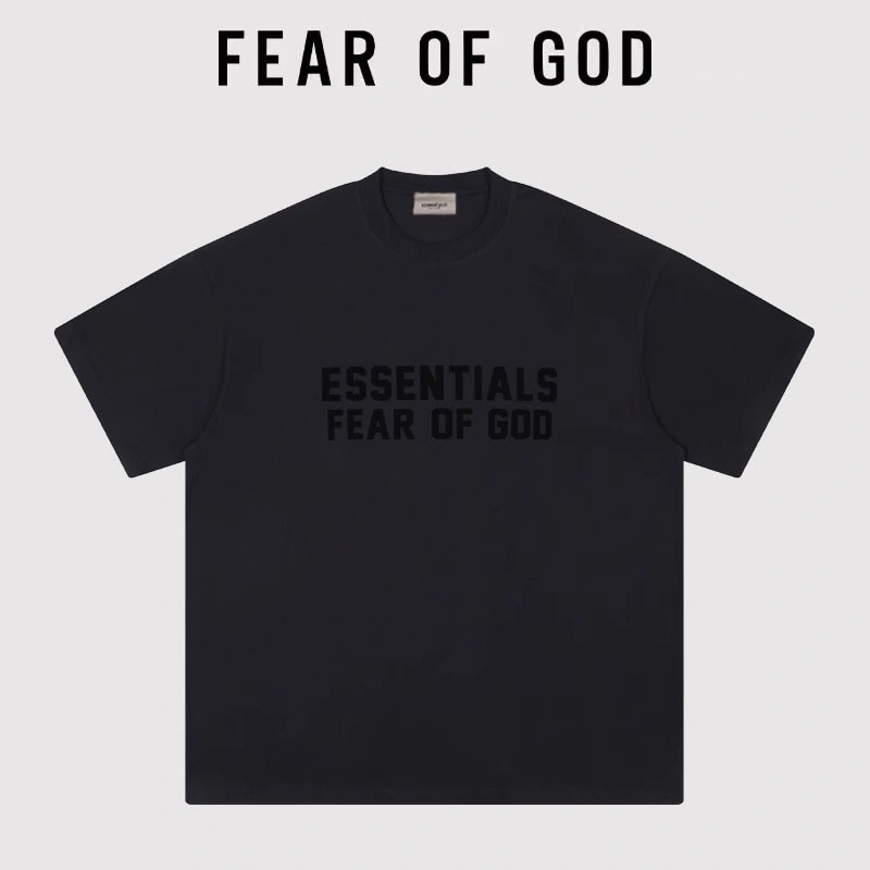 FOG Flocked Essentials Letter Short Sleeve American Oversized T-Shirt Unisex