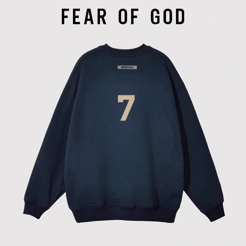 FOG Flocked Number 7 Crew Neck Sweatshirt Unisex Streetwear Couple Top Style 1