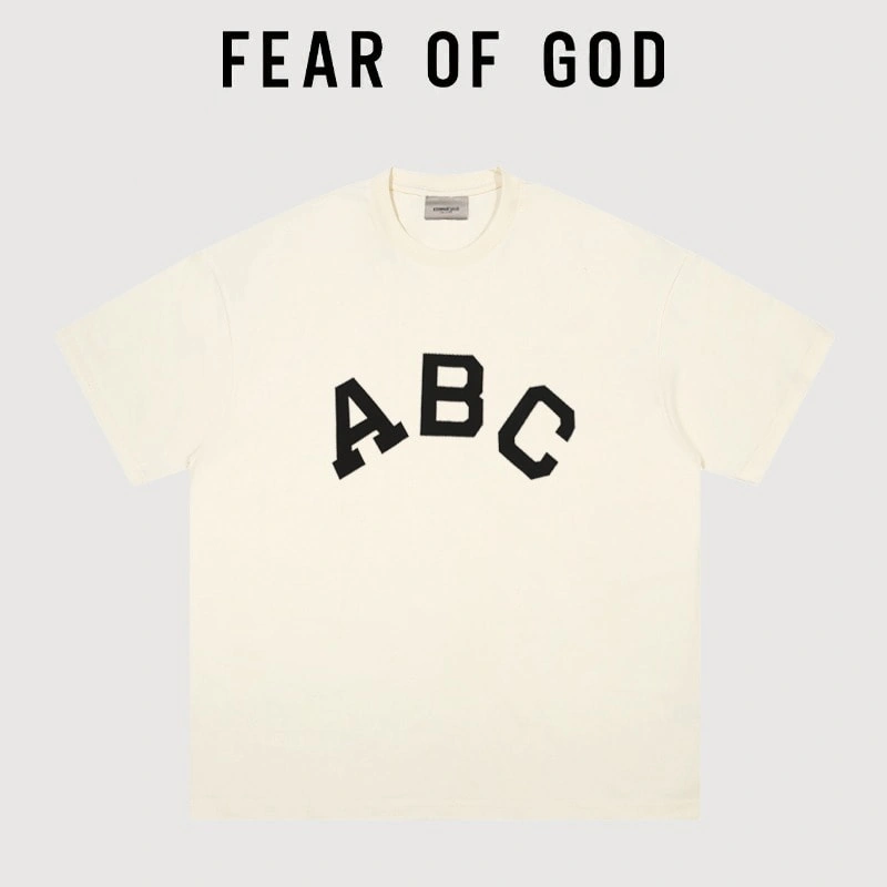 FOG Seventh Season Mainline ABC Flocked Short Sleeve Streetwear T-Shirt Couple Style 3