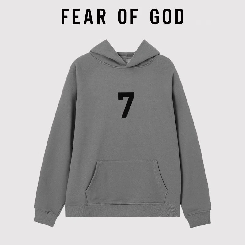 FOG Seventh Season Mainline Number 7 Flocked Hooded Sweatshirt Unisex Streetwear Style 3