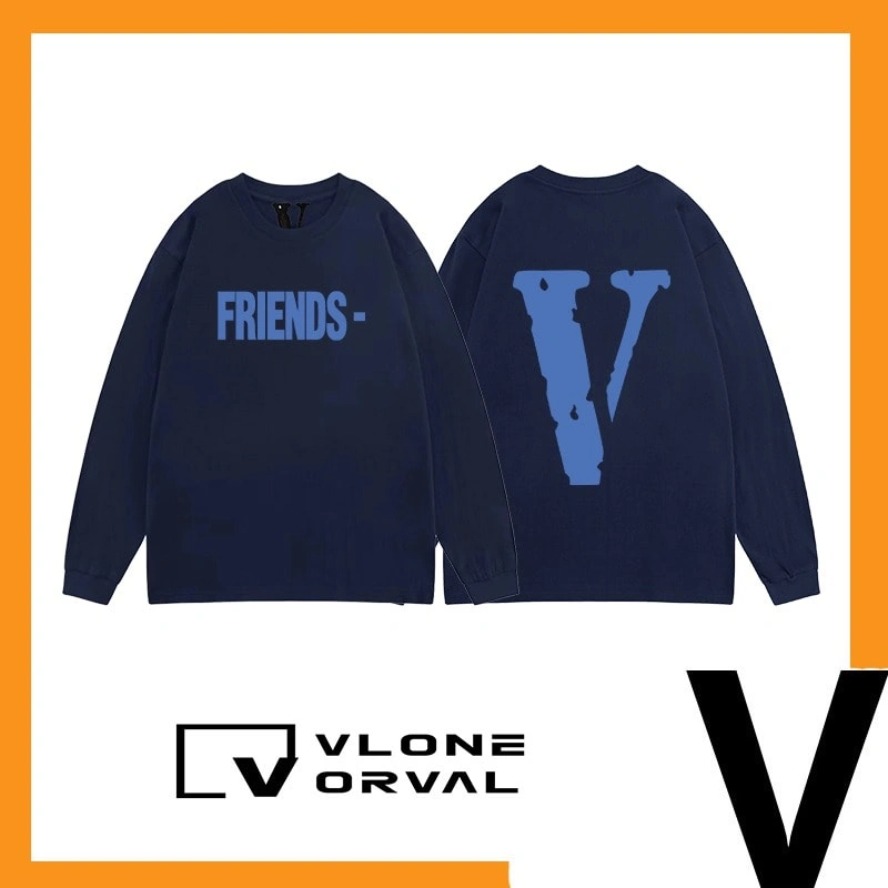 Vlone New Solid V Long Tee Unisex Cotton Long Sleeve Celebrity Style
