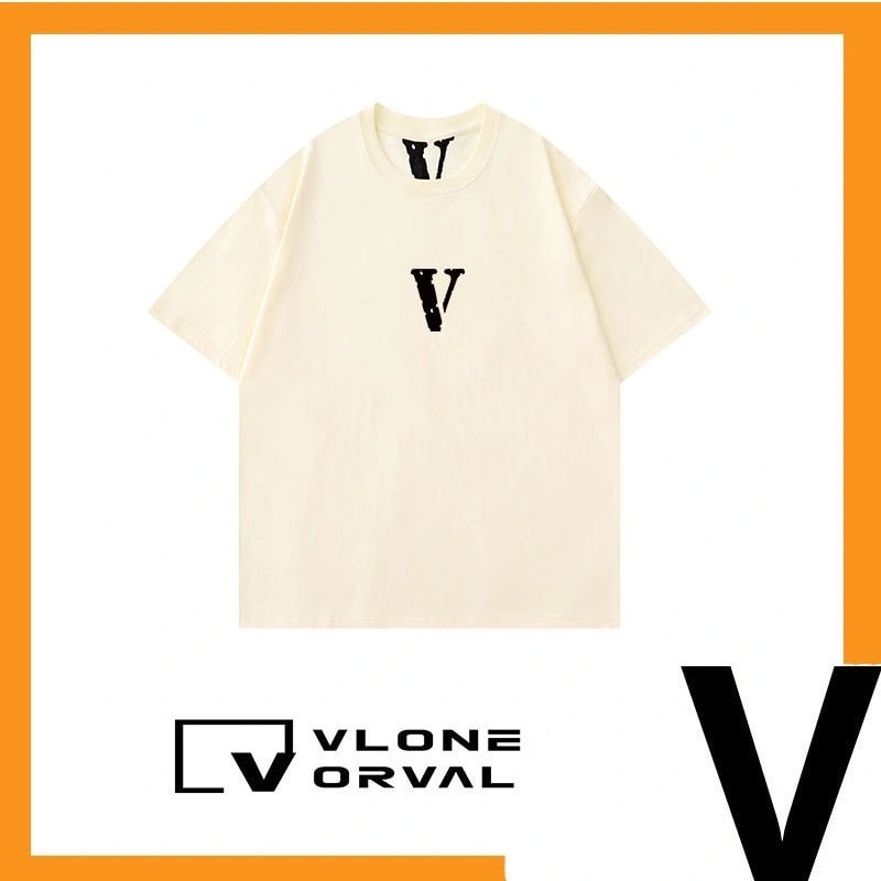 Vlone Orval Basic Logo Print Heavy Cotton Short Sleeve T-Shirt Couple Casual Men Style 4