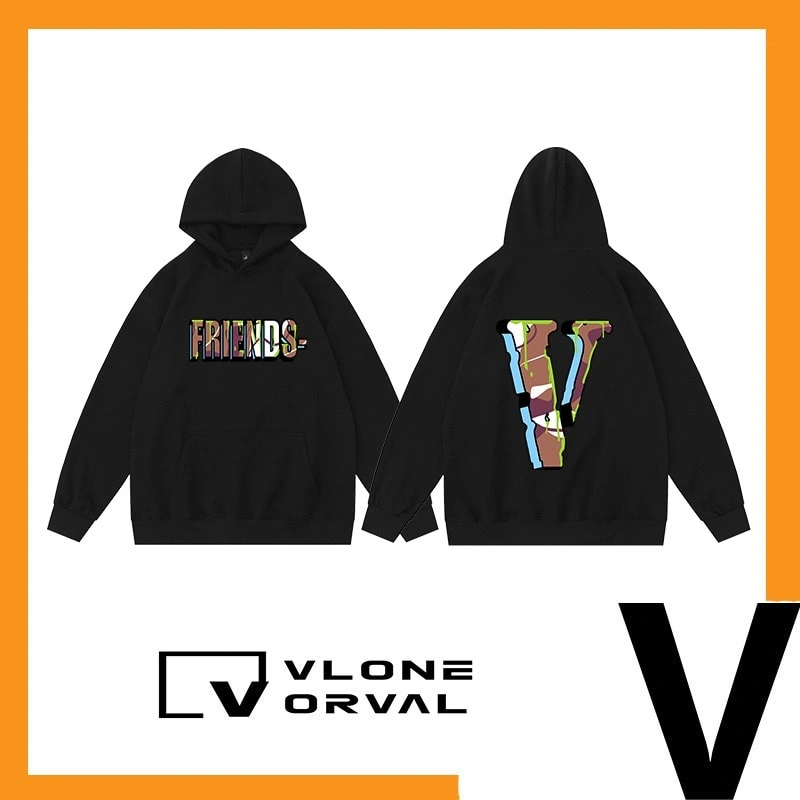 Vlone Orval Camouflage V Hoodie Unisex American High Street Cotton Style 1