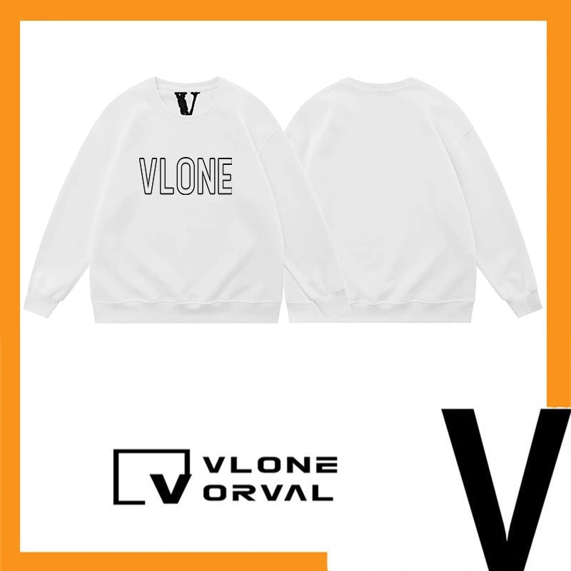 Vlone Orval Cutout Letter Crewneck Sweatshirt Unisex American Trend Pullover Autumn Winter