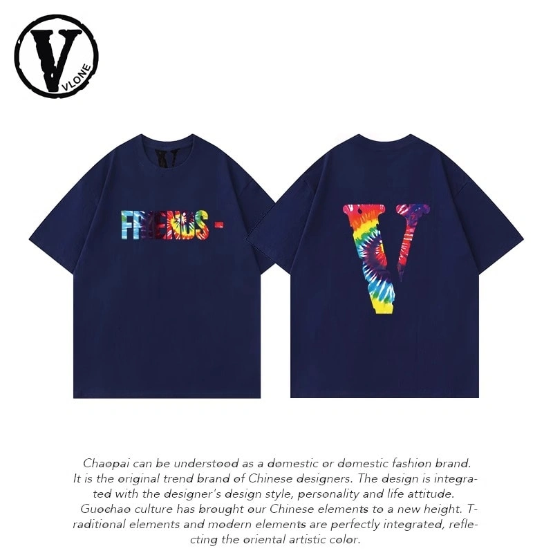 Vlone Orval Pink Big V Heavy Cotton Loose Couple Short Sleeve T-Shirt American Trend Summer Style 4