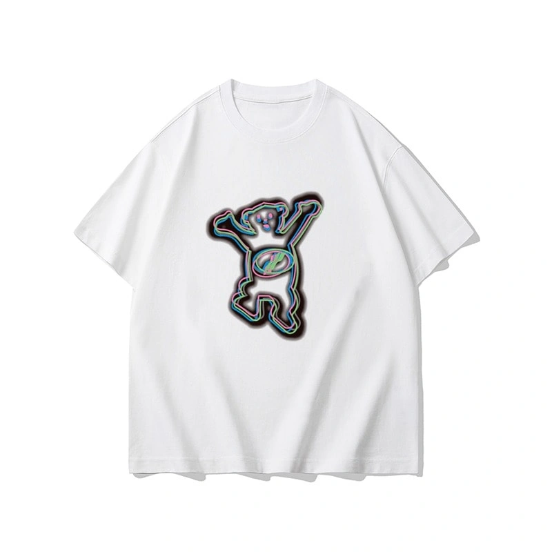 We11done Konne Bear Print Short Sleeve T-Shirt Men Loose Pure Cotton Trend Half Sleeve Top
