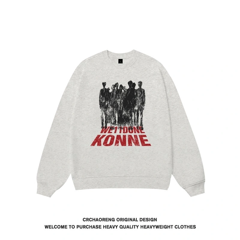 We11done Konne Black Crew Neck Sweatshirt Male New Pure Cottonweight Casual Top Style 4