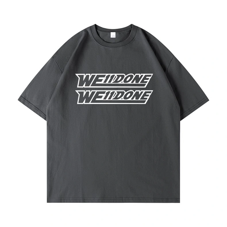 We11done Konne Casual Loose Pure Cotton Crew Neck Half Sleeve Top Letter Print Short Sleeve T-Shirt Men Style 2