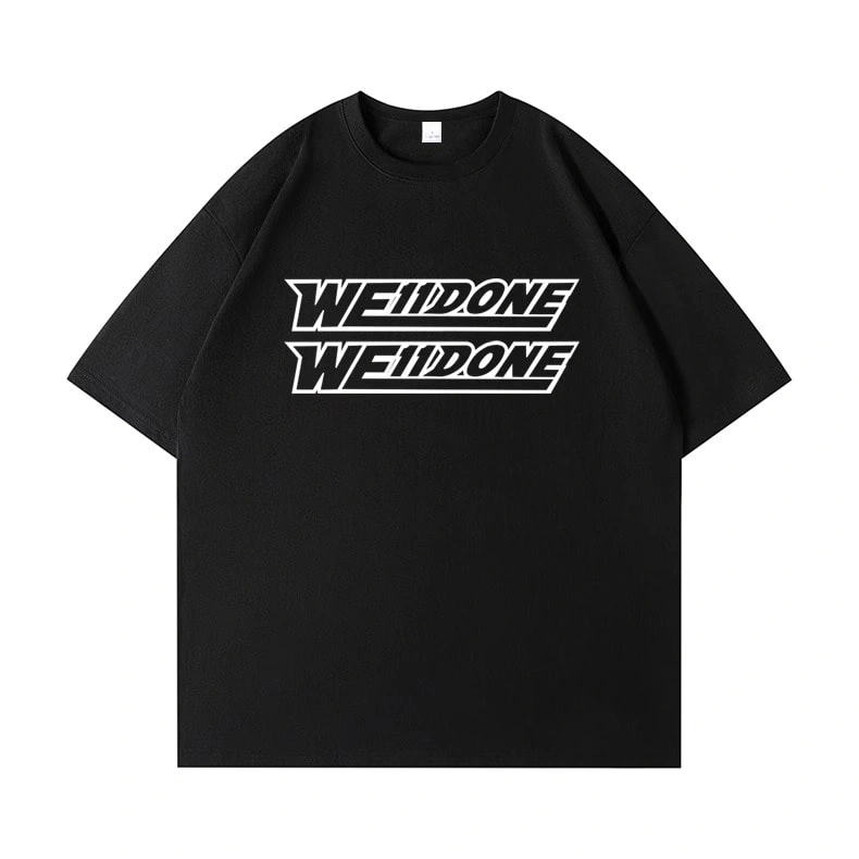 We11done Konne Casual Loose Pure Cotton Crew Neck Half Sleeve Top Letter Print Short Sleeve T-Shirt Men