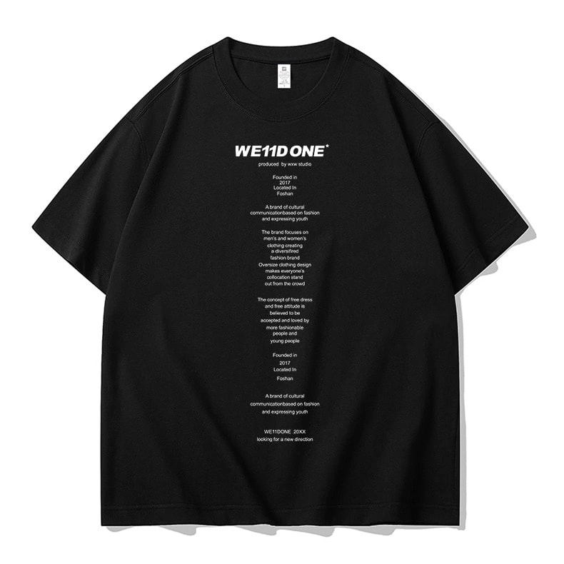 We11done Konne Casual Loose Short Sleeve T-Shirt Men Pure Cotton Trend Brand Versatile Top