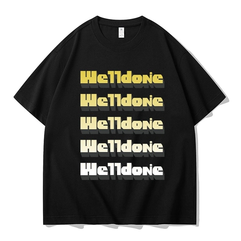 We11done Konne Casual Loose Short Sleeve T-Shirt Men Pure Cotton Trend Half Sleeve Top