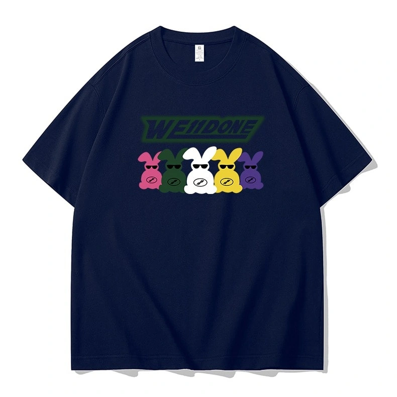 We11done Konne Hip Hop Bear Print Short Sleeve T-Shirt Men Versatile Fashion Trend Top Style 2