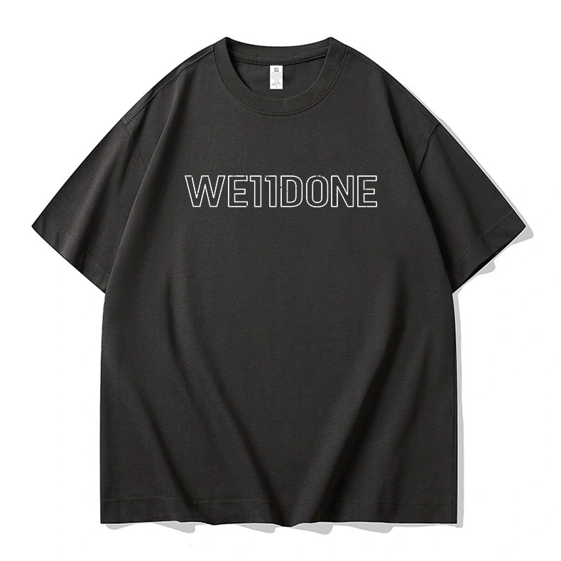 We11done Konne Loose Pure Cotton Half Sleeve Top High Street Trend Crew Neck Short Sleeve T-Shirt Men Style 1