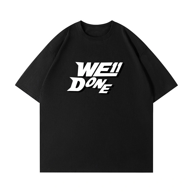 We11done Konne Retro High Street Short Sleeve T-Shirt Men Casual Loose Half Sleeve Top
