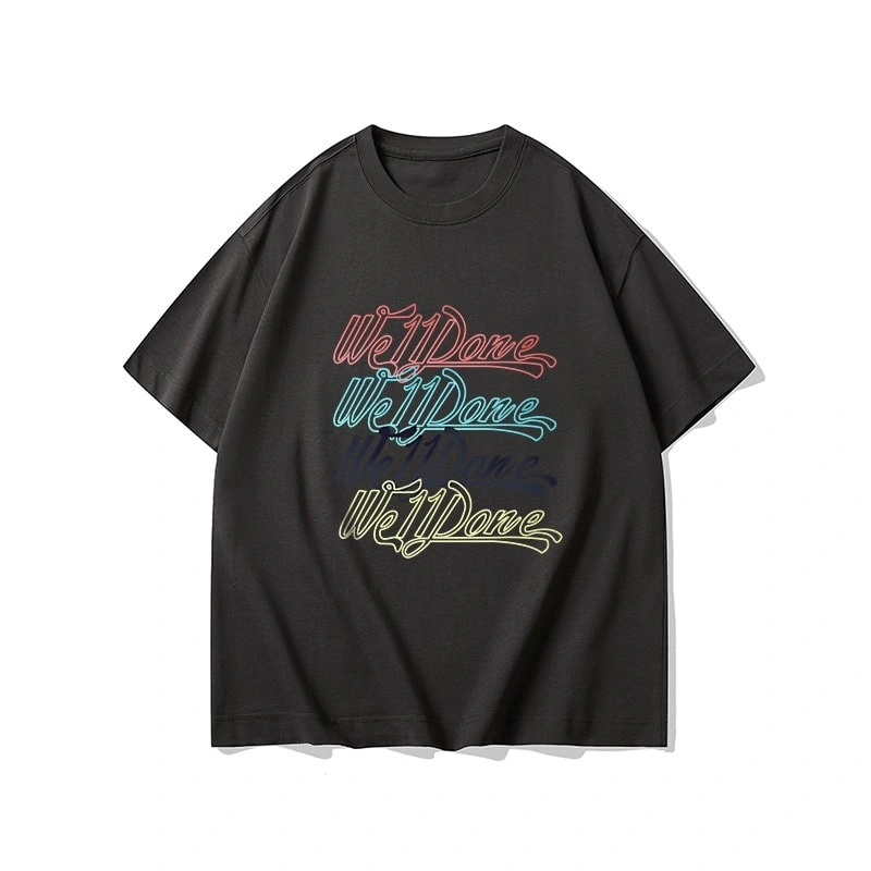 We11done Konne Retro Pure Cotton Short Sleeve T-Shirt Men Street Hip Hop Half Sleeve Top Style 2