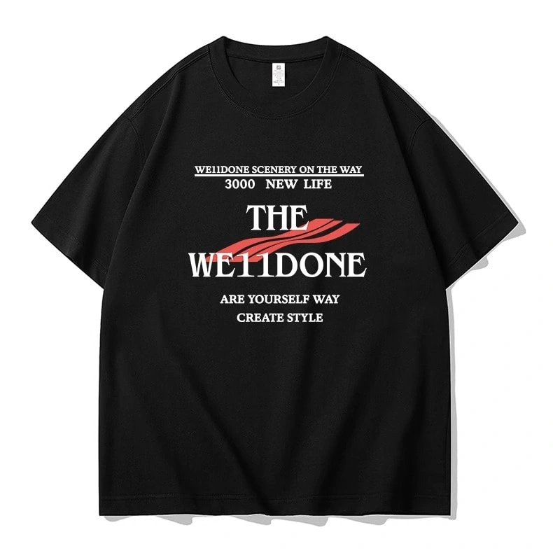 We11done Konne Short Sleeve T-Shirt Men Loose Half Sleeve Pure Cotton High Street Trend Brand Tee