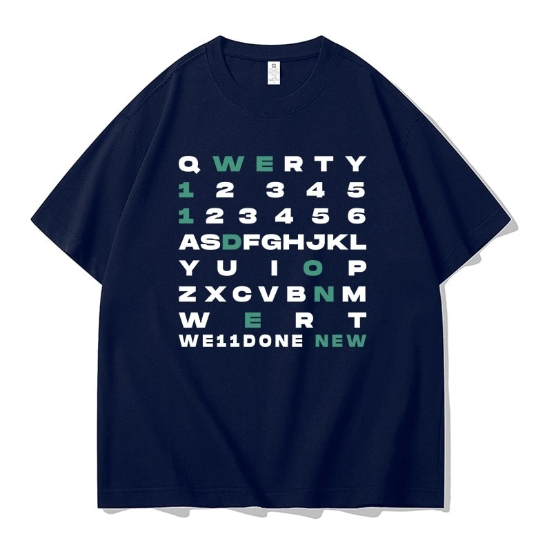 We11done Konne Street Half Sleeve Top Men Crew Neck Short Sleeve T-Shirt Couple Version INS Style 2