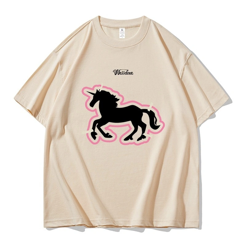 We11done Konne Street Retro Short Sleeve T-Shirt Men Crew Neck Simple Versatile Half Sleeve Top Style 4
